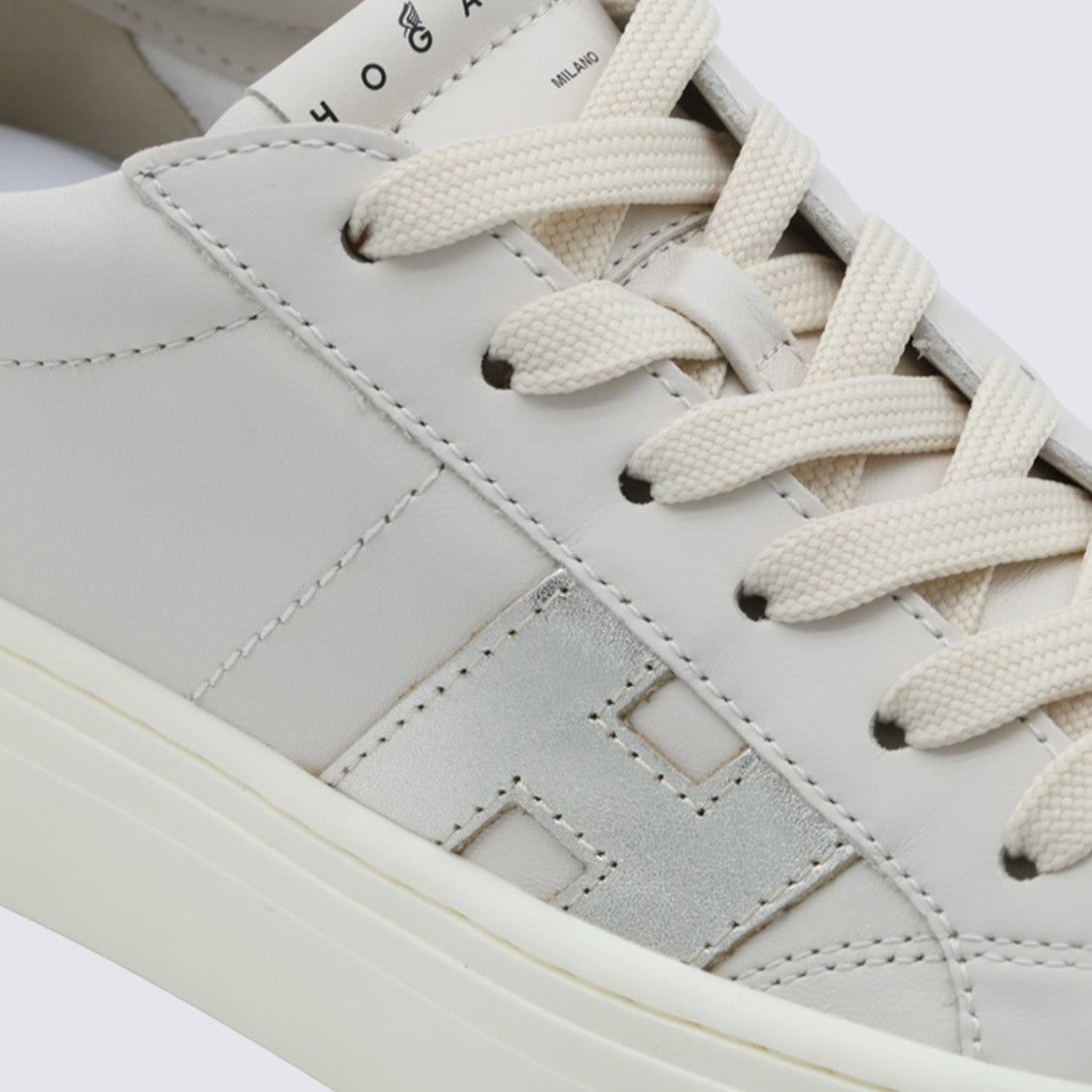 Hogan Low-Top Leather Sneakers With Metallic Accents