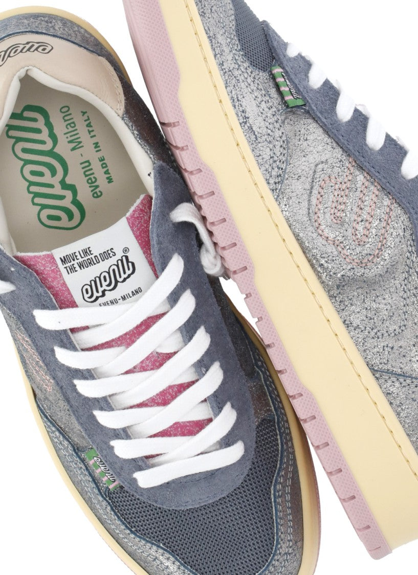 Evenu Equal Silver Suede Low-Top Sneakers