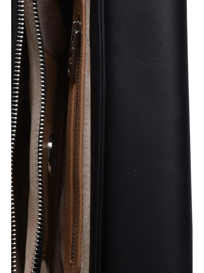 Love Moschino Rectangular Black Crossbody Bag With Metallic Logo And Zippered Compartments
