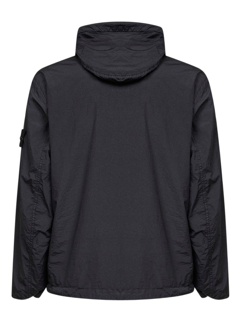 Stone Island Smooth-Finish Blue Jacket With Logo Patch