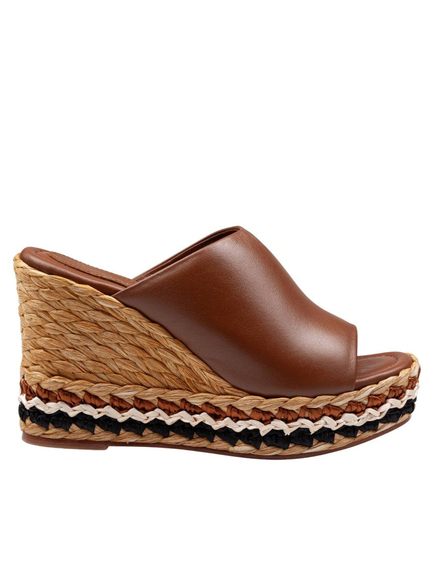 Paloma Barceló Paloma Oriane Leather Sandal With Raffia Wedge