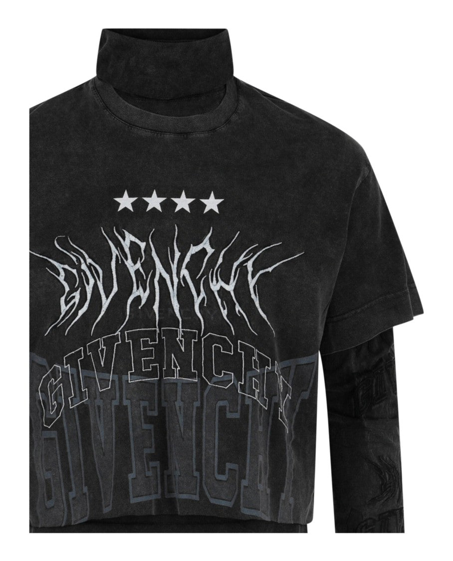 Givenchy Layered Long Sleeve Graphic T-Shirt With Balaclava