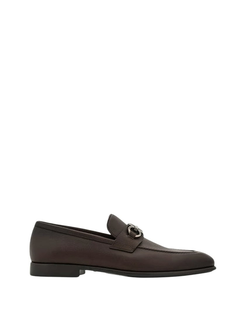 Ferragamo Brown Leather Loafers With Polished Finish