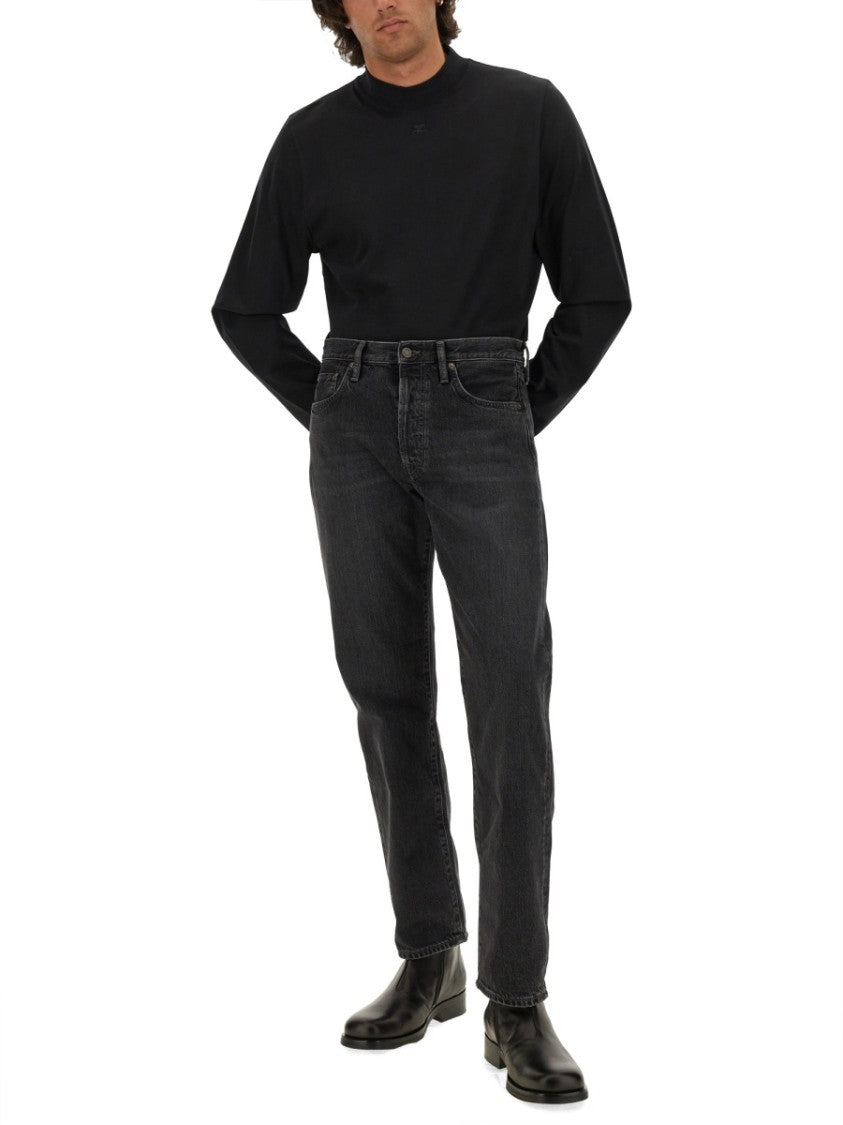 Courrèges Black T-Shirt With Subtle Logo