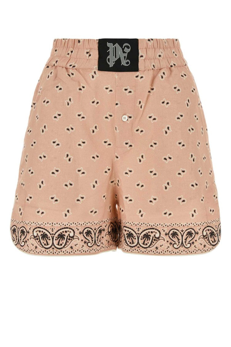 Palm Angels Printed Linen Blend Shorts