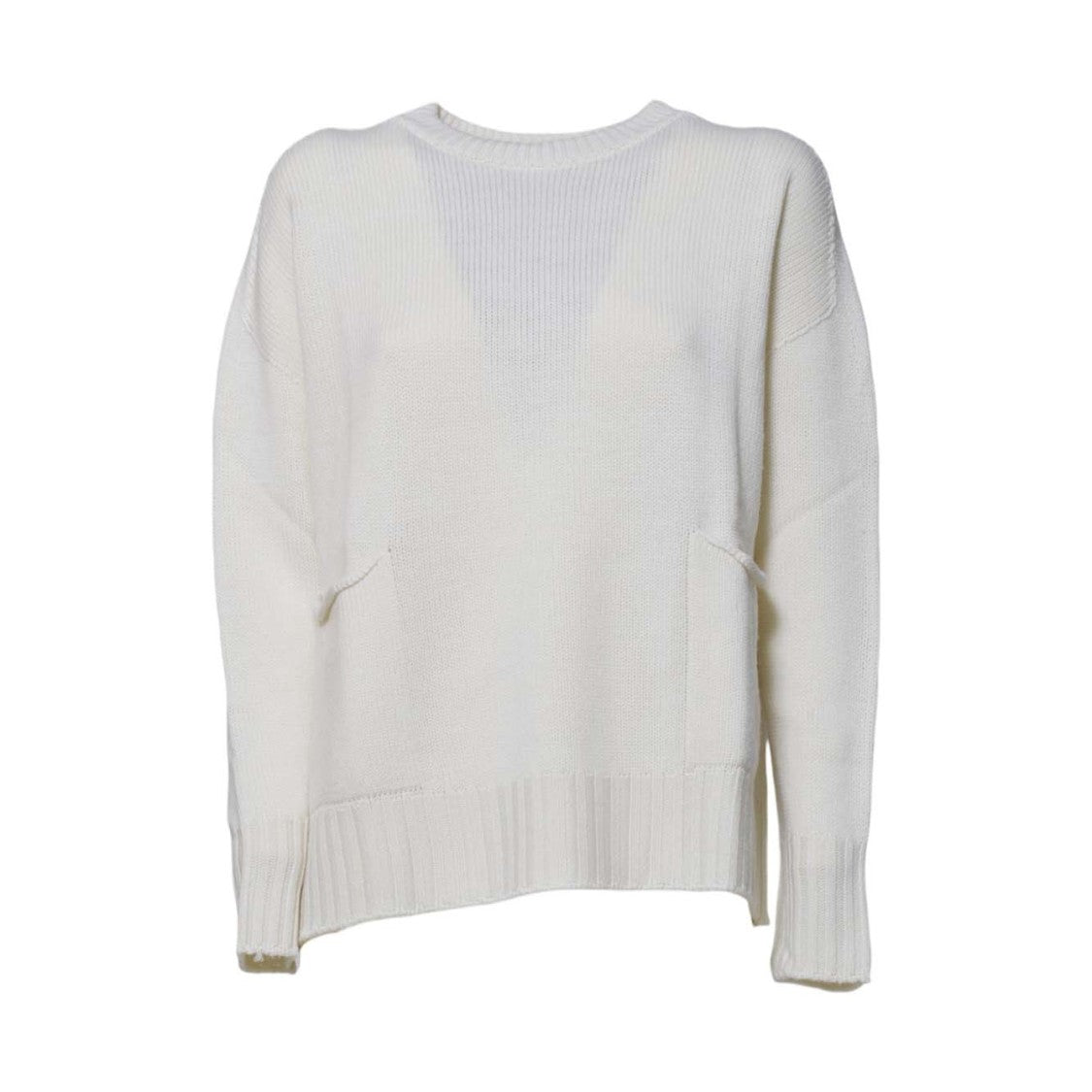 Solotre Cream Knit Sweater With Relaxed Fit And Classic Pattern