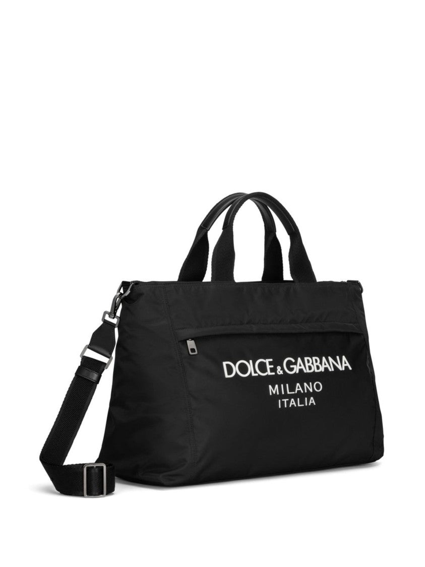 Dolce & Gabbana Black Shopping Nylon Duffle Bag
