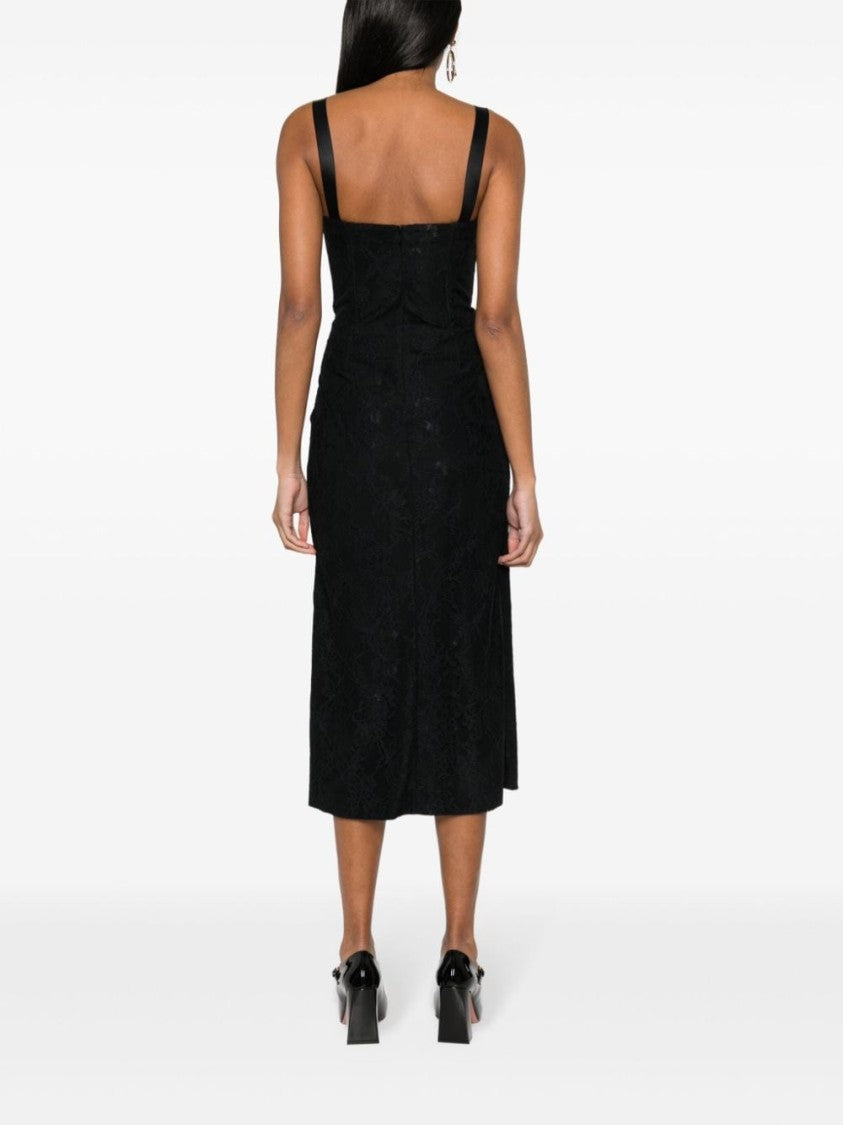 Moschino Mid-Length Black Floral Lace Dress