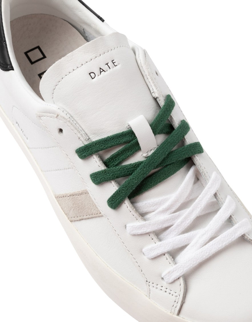 D.A.T.E White Black Hill Low Calf Leather Sneakers