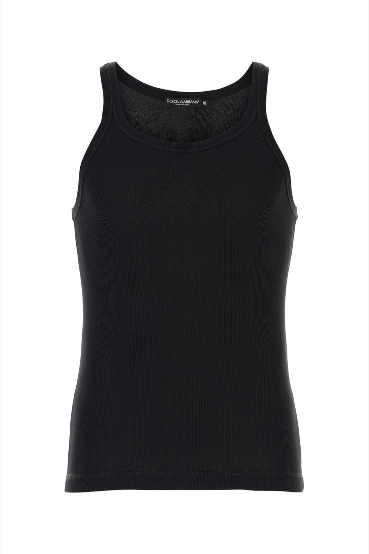 Dolce & Gabbana Ribbed Black Tank Top
