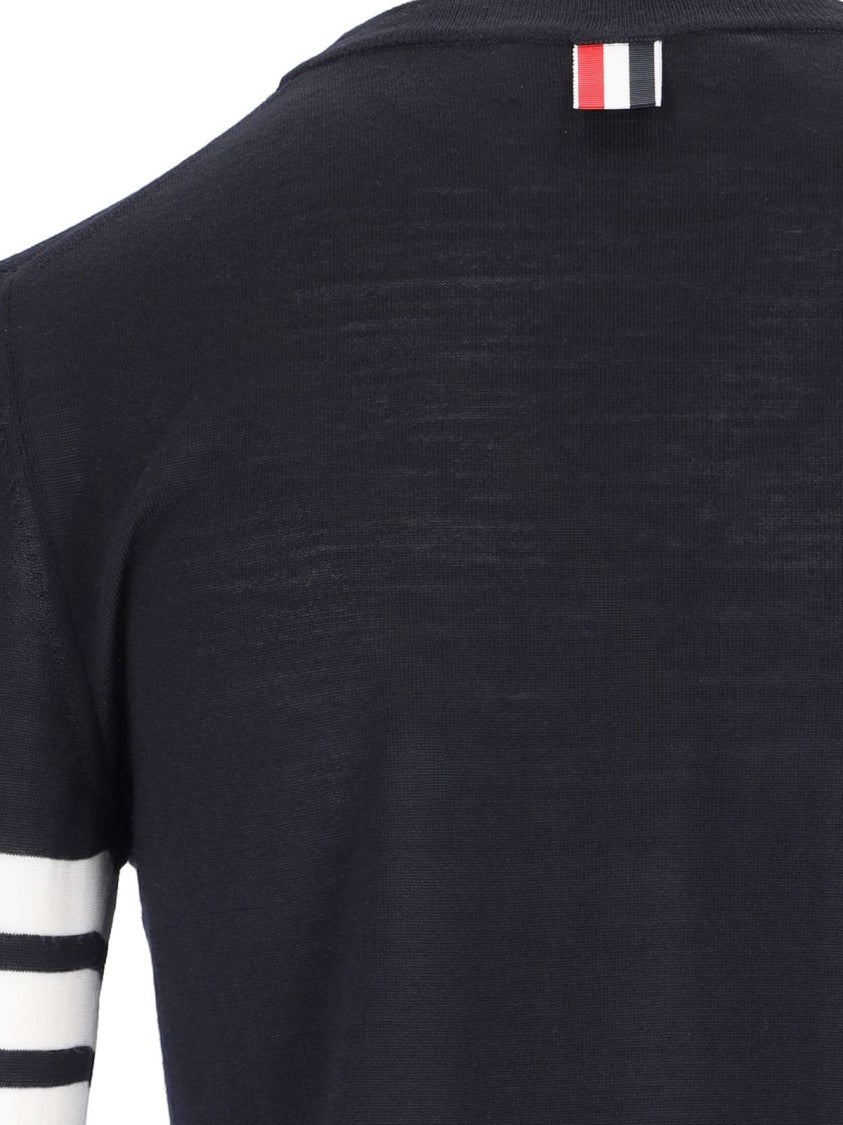 Thom Browne Blue 4-Bar Virgin Wool Sweater