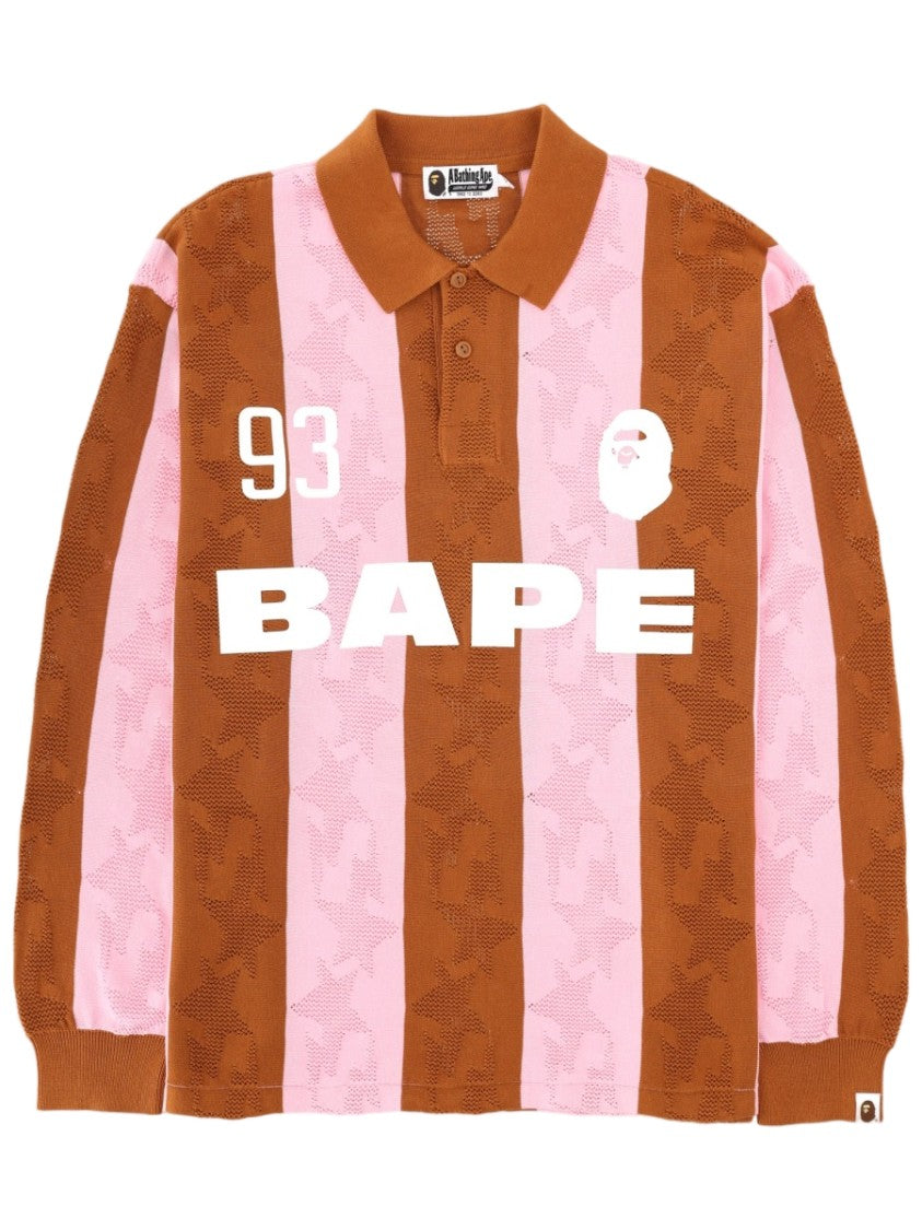 A Bathing Ape Multicolor Striped Cotton Jacquard Polo Shirt