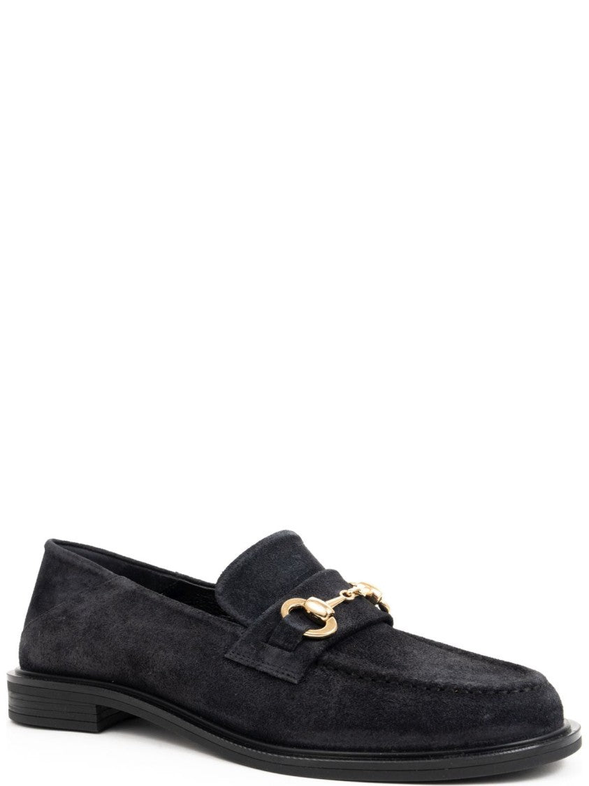 Sergio Moretti Blue Leather Loafers With Decorative Chain Detail