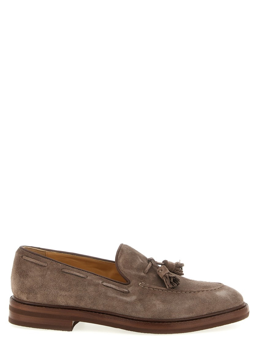 Brunello Cucinelli Brown Suede Tassel Loafers