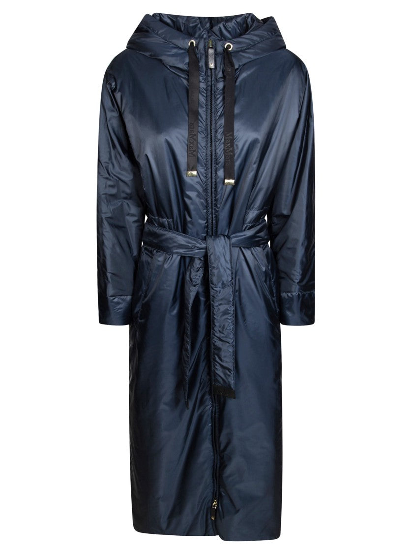 Max Mara Blue Mtcgreenpi Long Belted Padded Coat