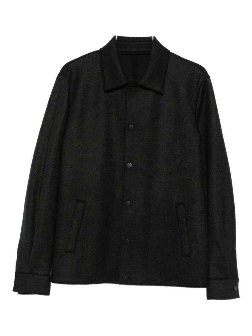Harris Wharf London Boxy Virgin Wool Coat With Herringbone Texture