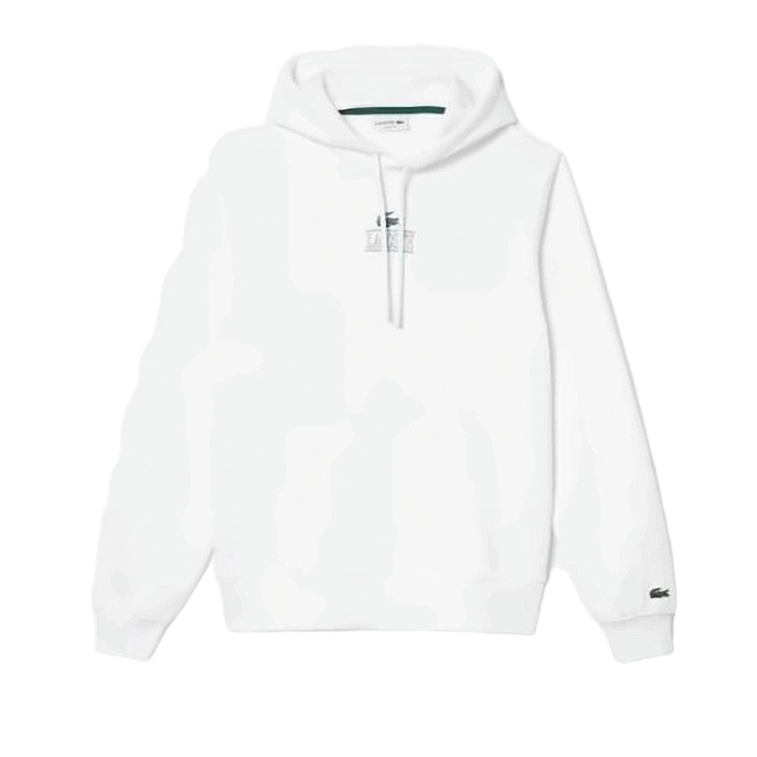 Lacoste Minimalist White Hoodie With Kangaroo Pocket