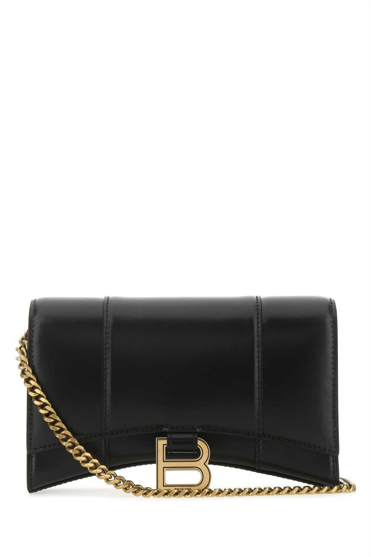 Balenciaga Black Leather Hourglass Clutch