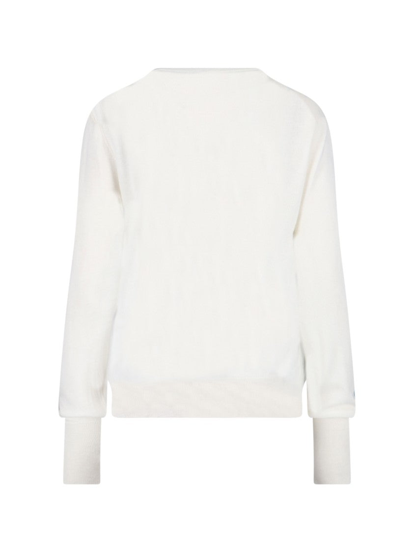 Ma'ry'ya Minimalist White Sweater With Classic Fit And Round Neckline