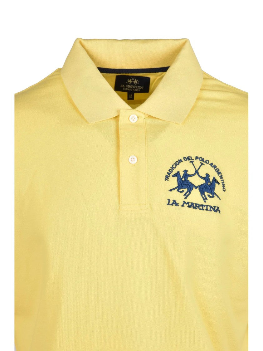La Martina Yellow Tailored Stretch Cotton Polo Shirt