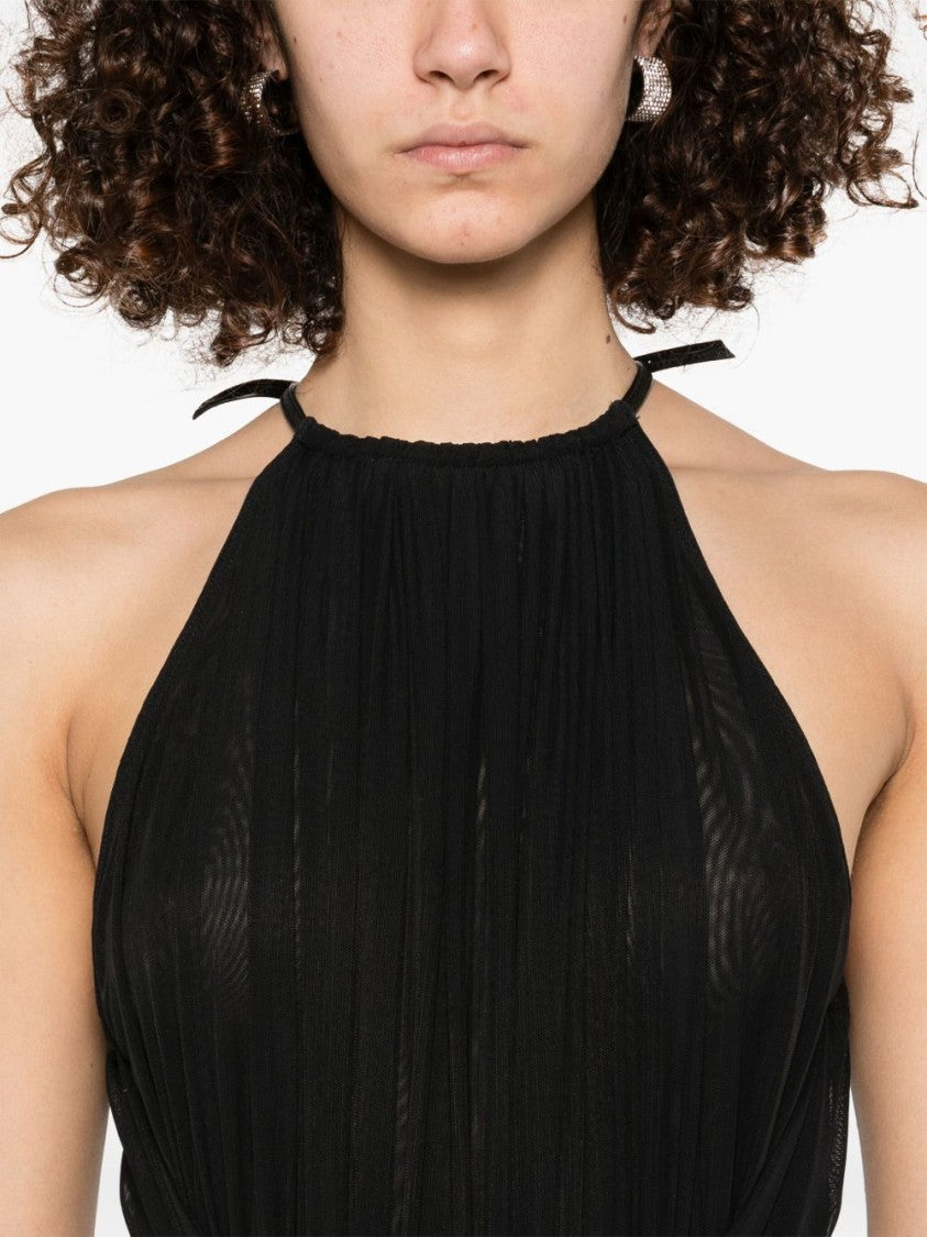 Mugler Halterneck Black Midi Dress