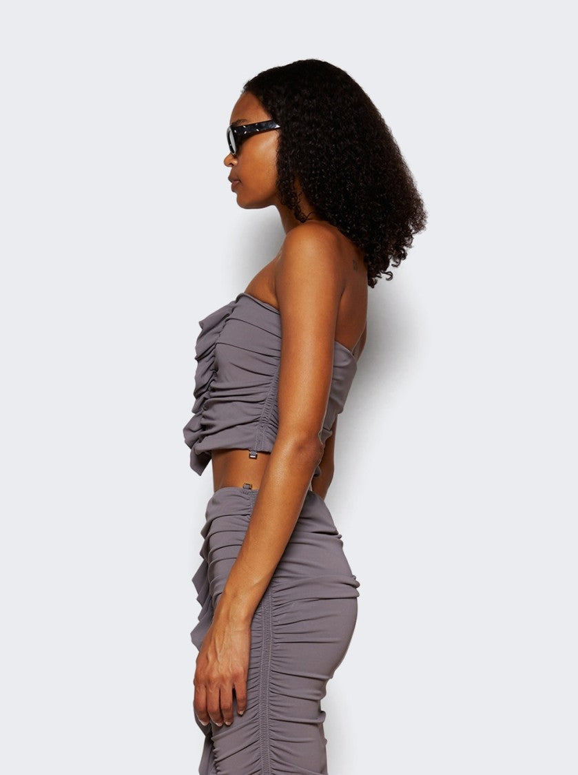 The Attico Ruffled Strapless Crop Top