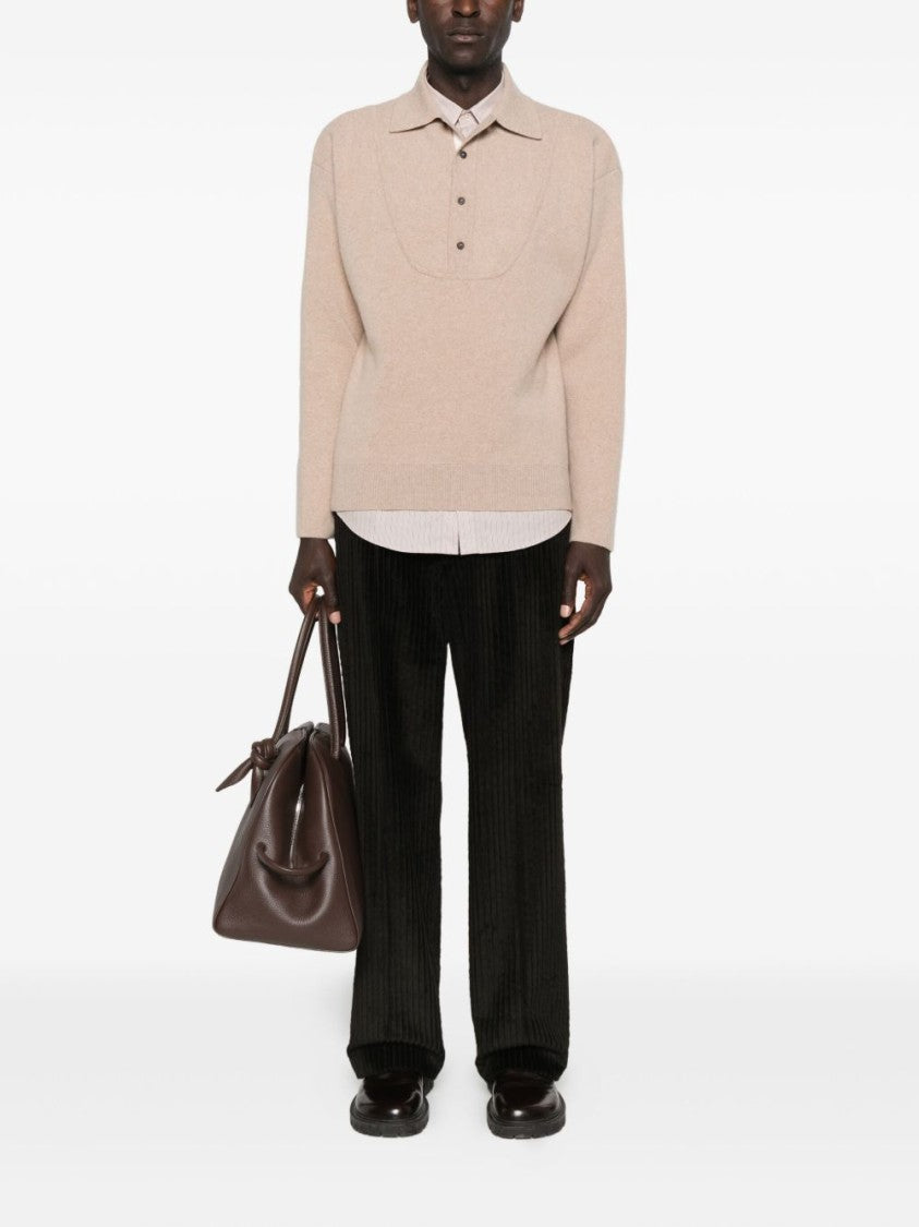 Jacquemus Beige Polo Neck Wool Cashmere Sweater