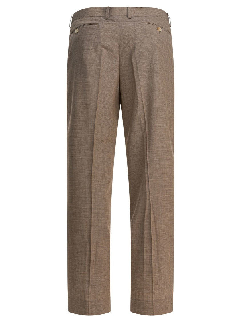 Auralee Tapered Wool Pants With Pleated Structure