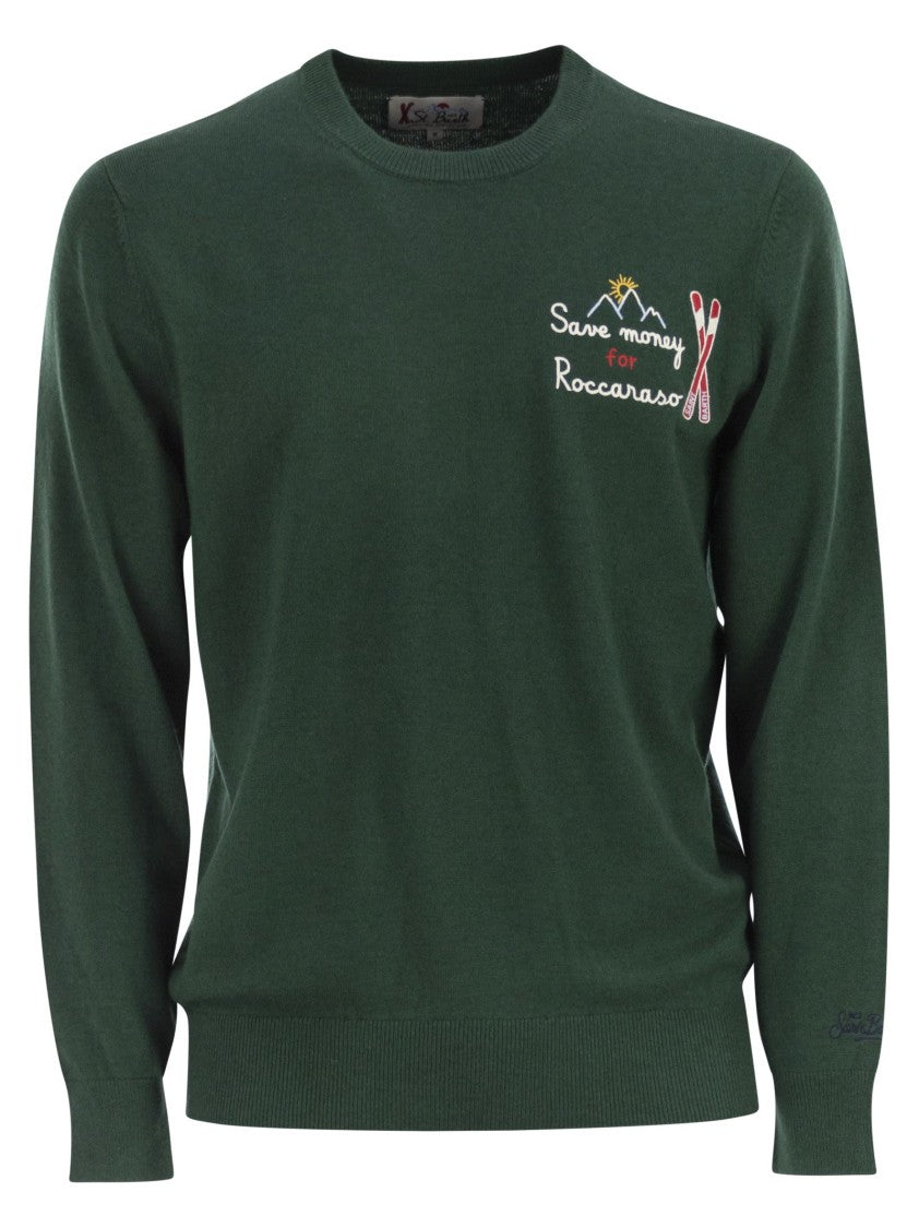 Mc2 Saint Barth Embroidered Crew Neck Jumper With Ribbed Finishes