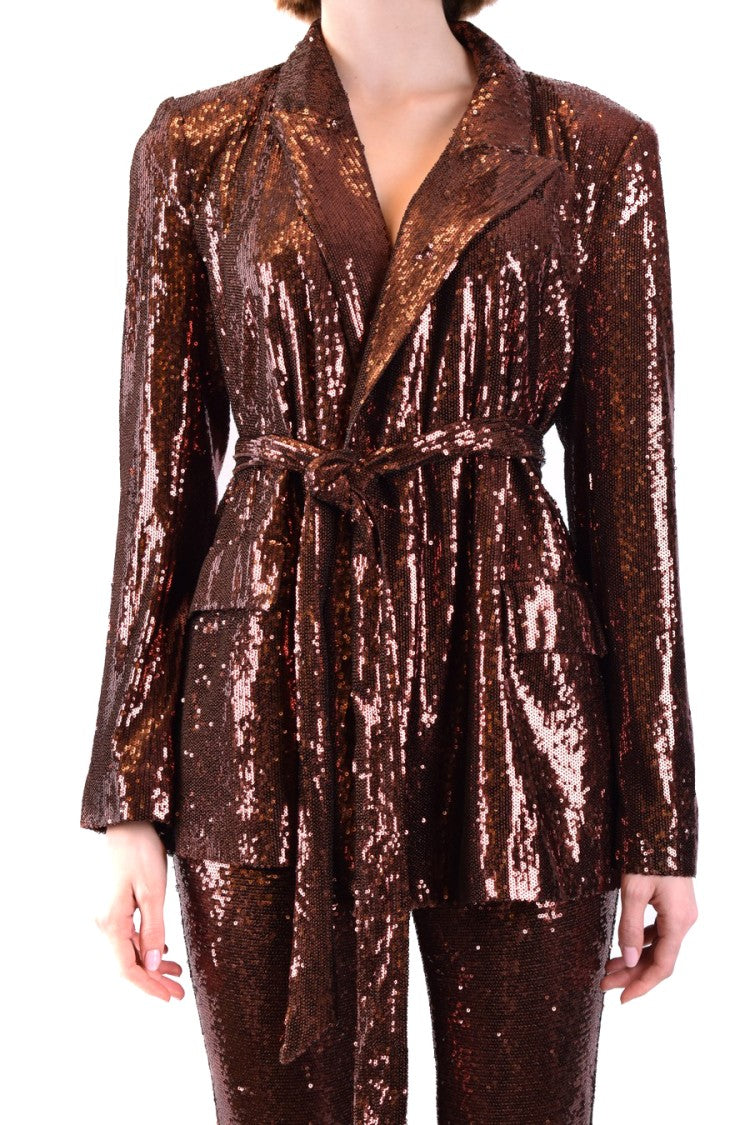 L'agence Sequined Blazer With Belted Waist And Tailored Fit