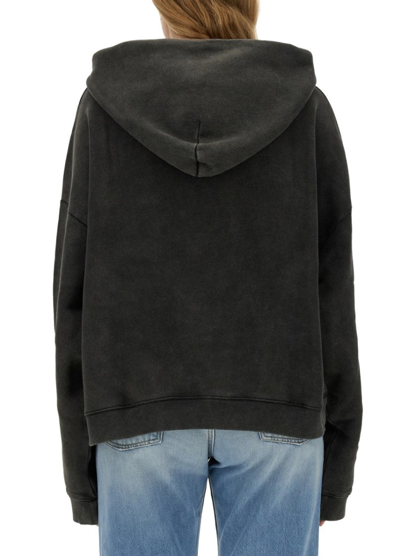 Acne Studios Skull Print Oversized Sweatshirt With Dropped Shoulders