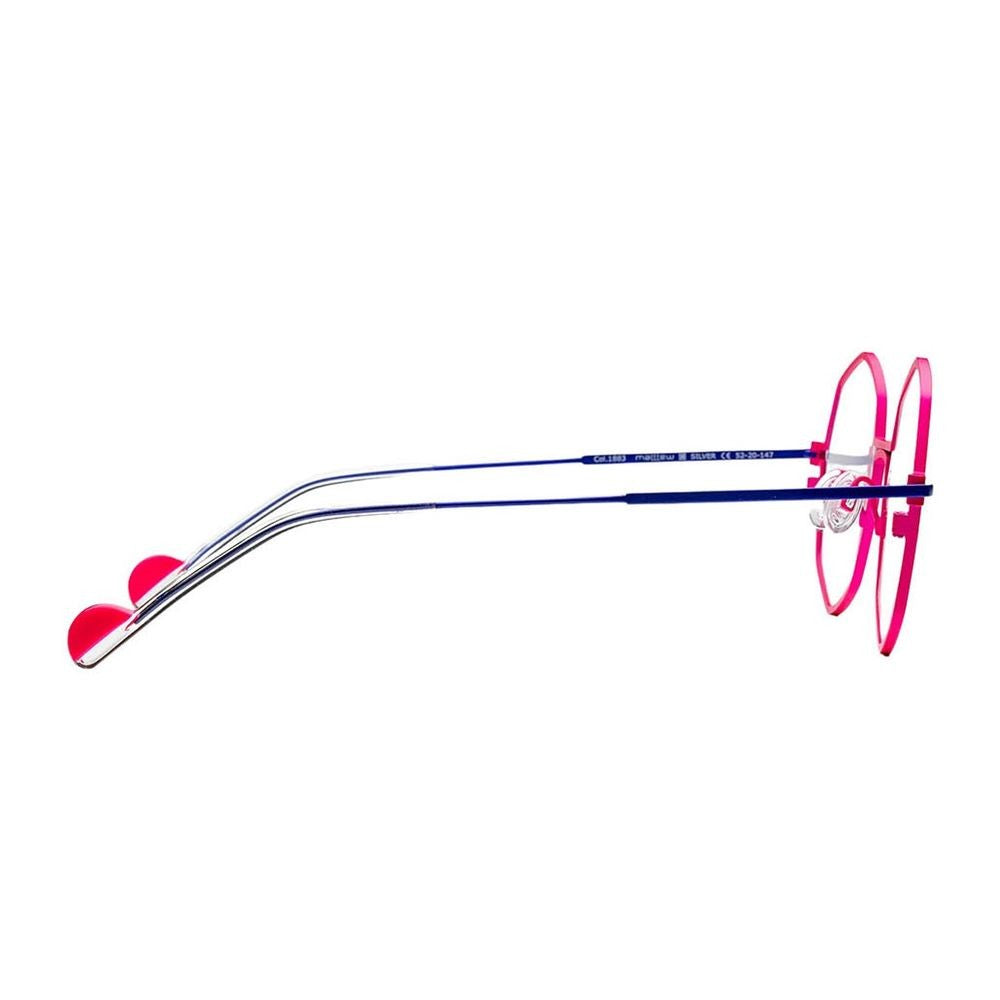 Matttew Silver Hexagonal Frame Sunglasses In Matte Fuchsia Titanium
