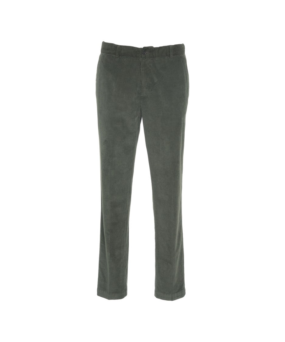 Briglia Olive Corduroy Trousers With Classic Cut And Tailored Fit