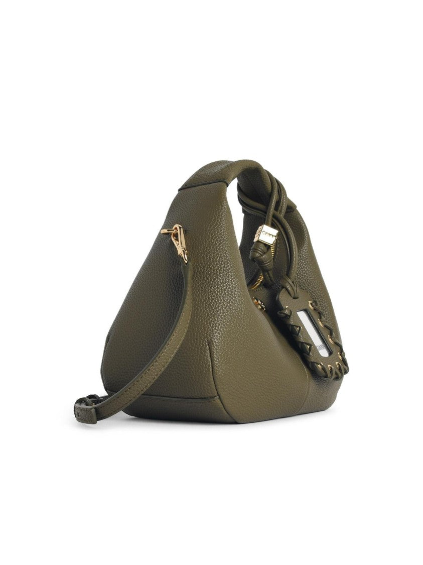 Ganni Green Eco Leather Mini Hobo Bag