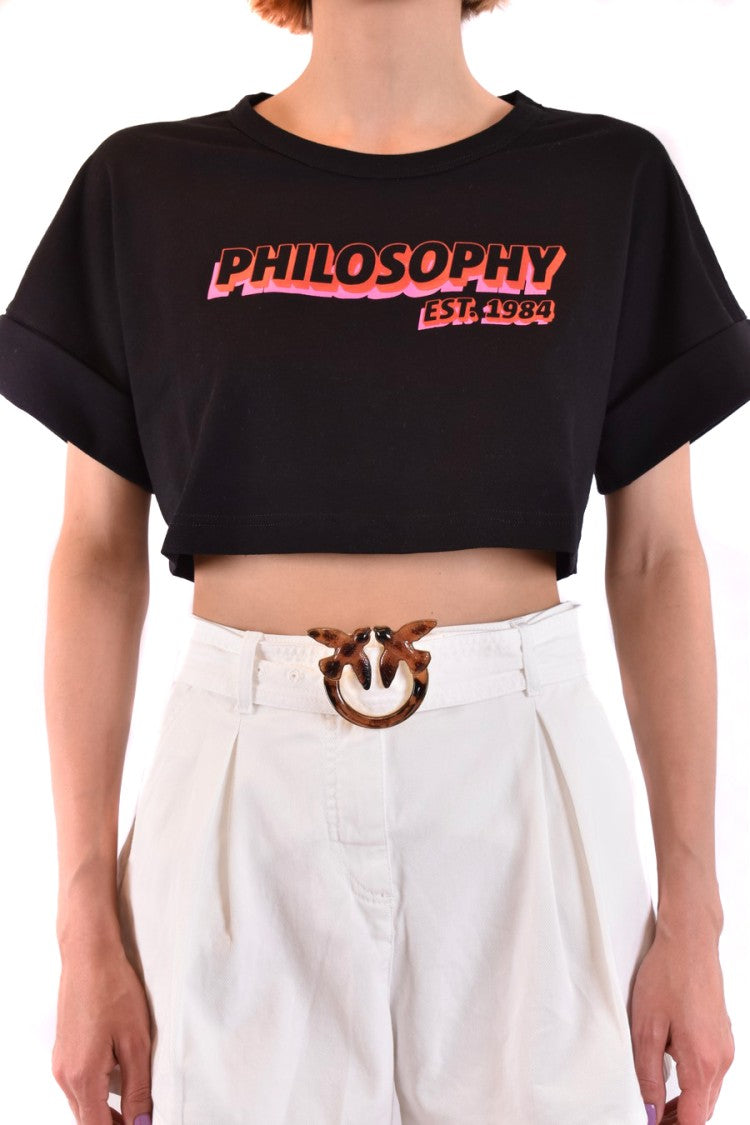 Philosophy Di Lorenzo Serafini Boxy-Cropped T-Shirt With Bold Gradient Graphic