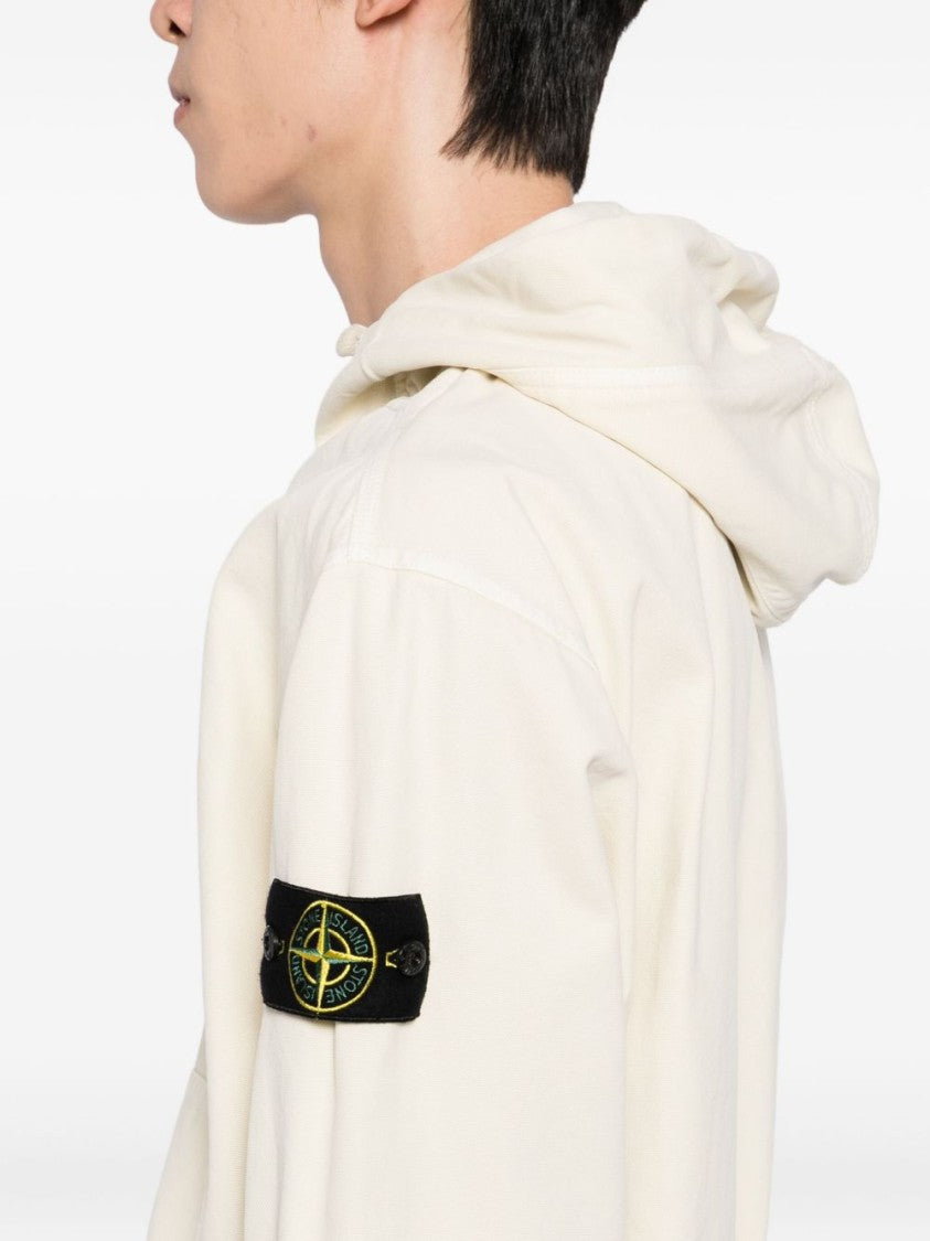 Stone Island Organic Cotton Zip-Up Hoodie With Logo Badge