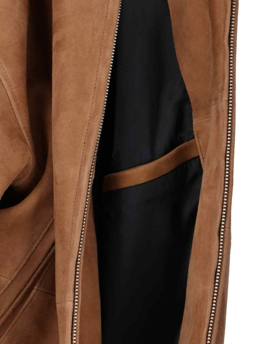 Tonywack Suede Blouson With Classic Collar And Zippered Pockets