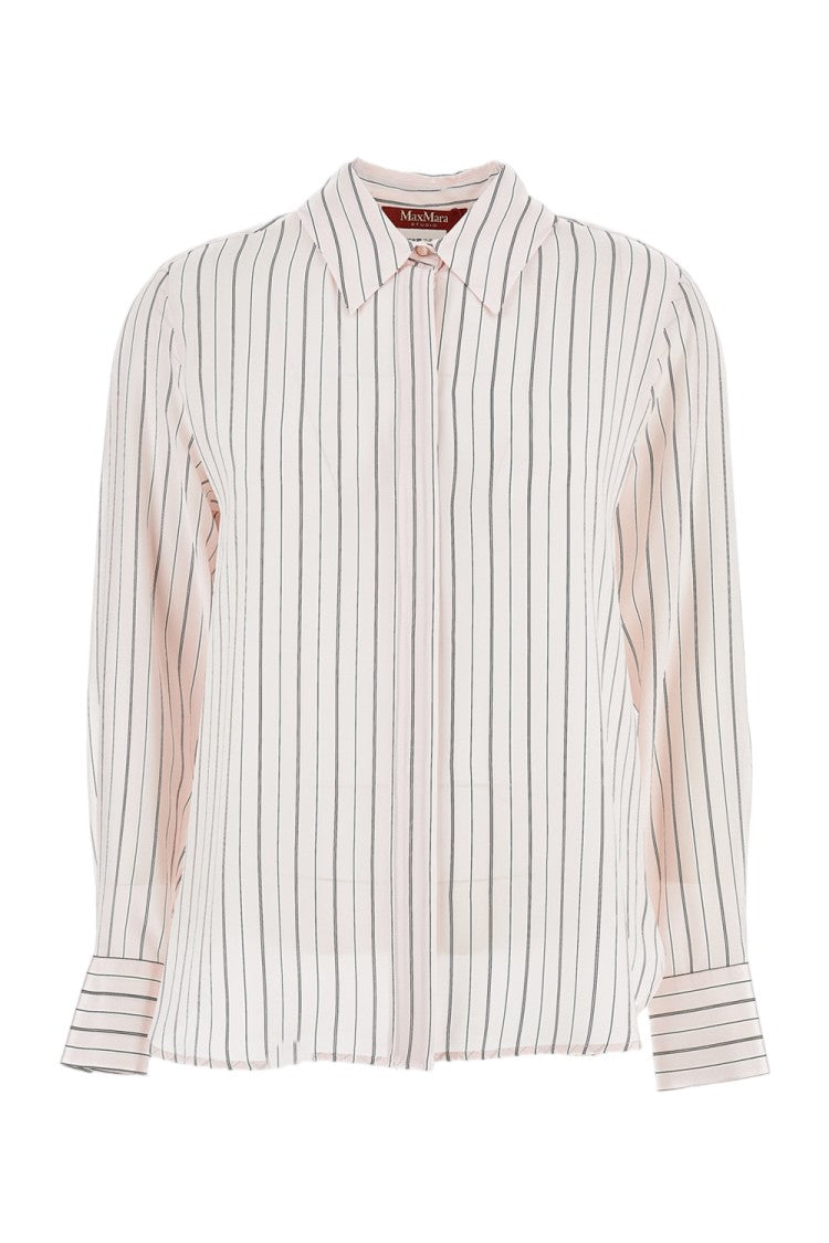 Max Mara Pinstripe Silk Shirt With Concealed Placket