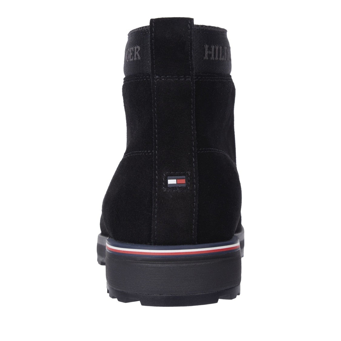 Tommy Hilfiger Black Treaded Sole Suede Leather Boots