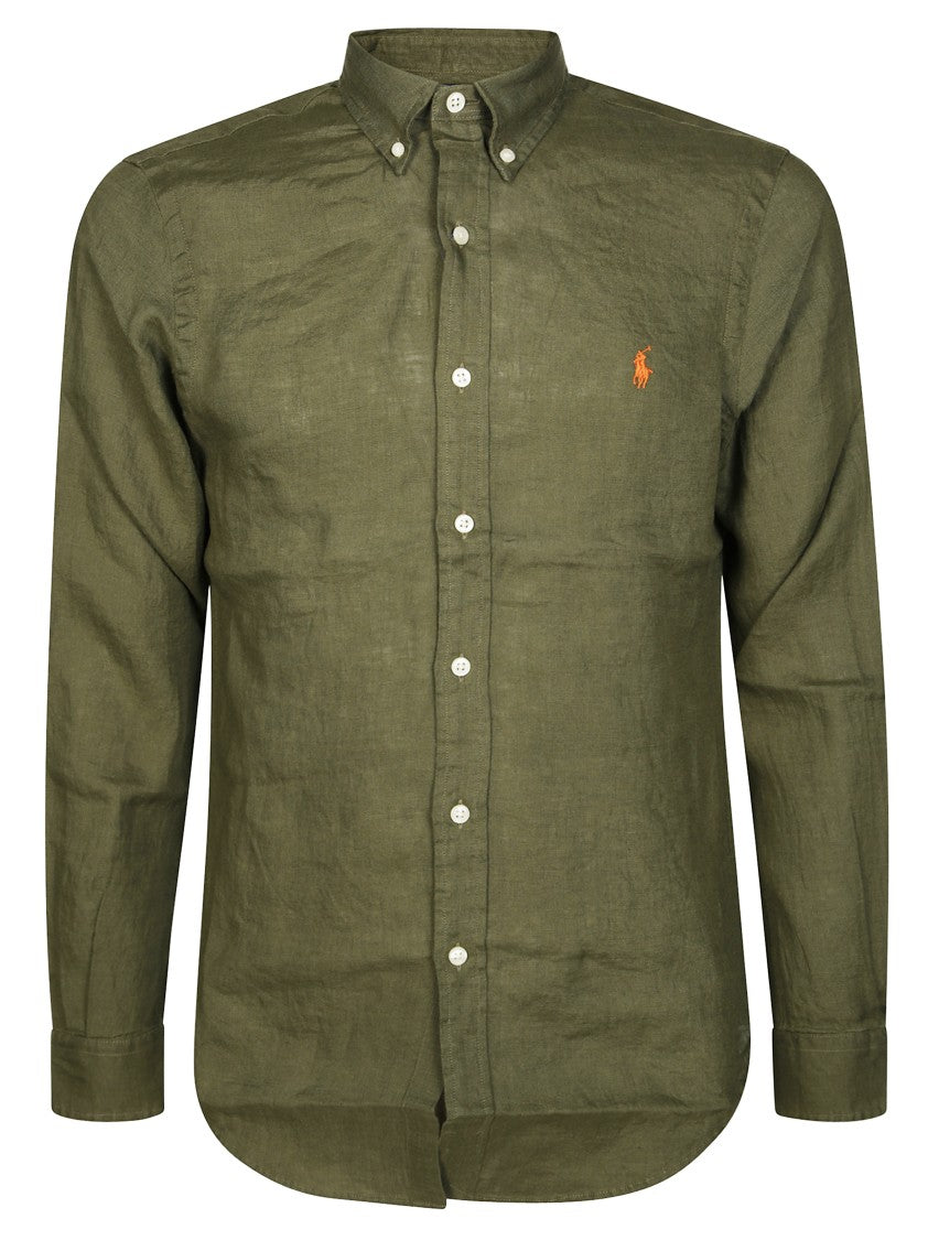 Polo Ralph Lauren Classic Button-Down Linen Shirt With Logo