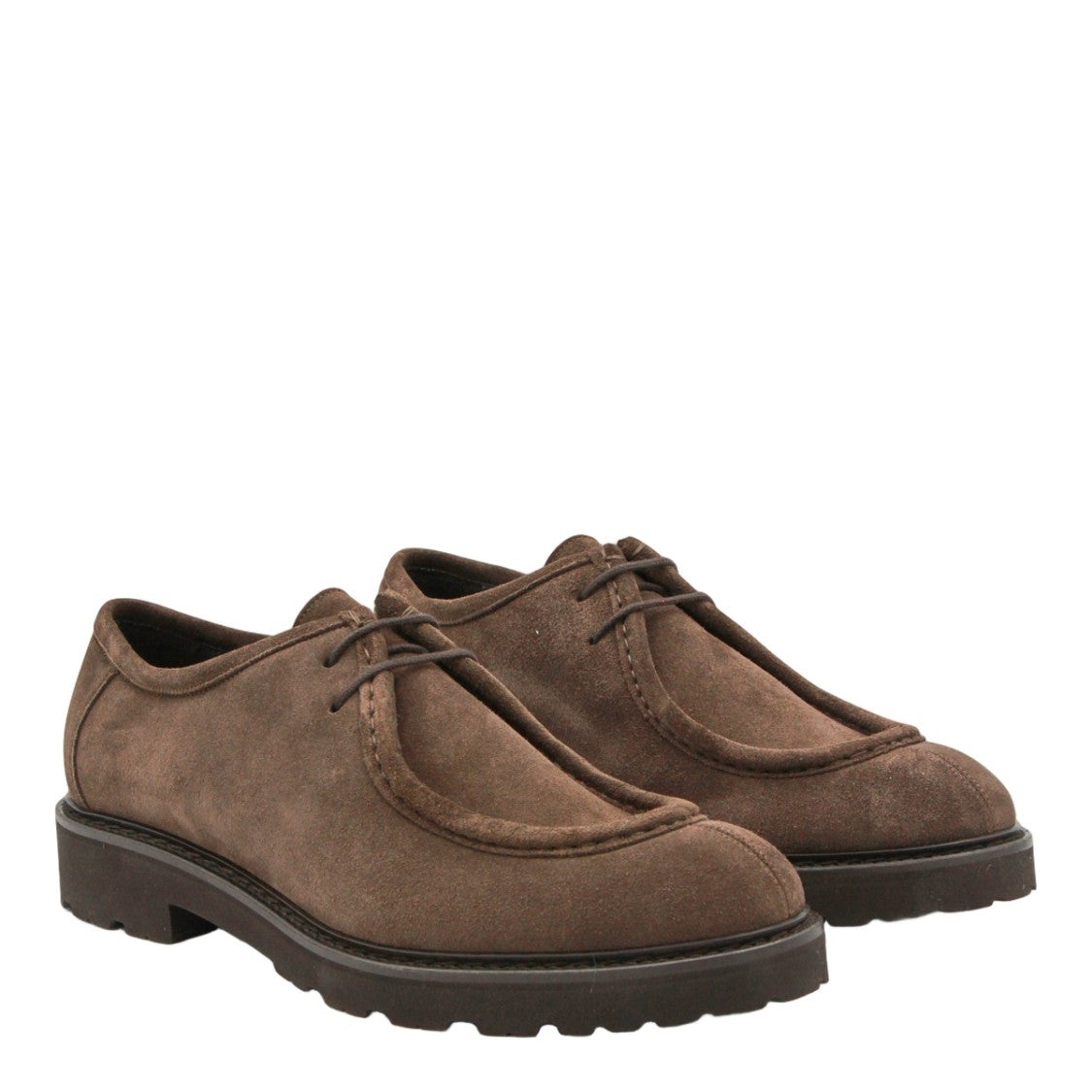 Canali Moccasin-Style Suede Flat Shoes With Lace-Up Closure