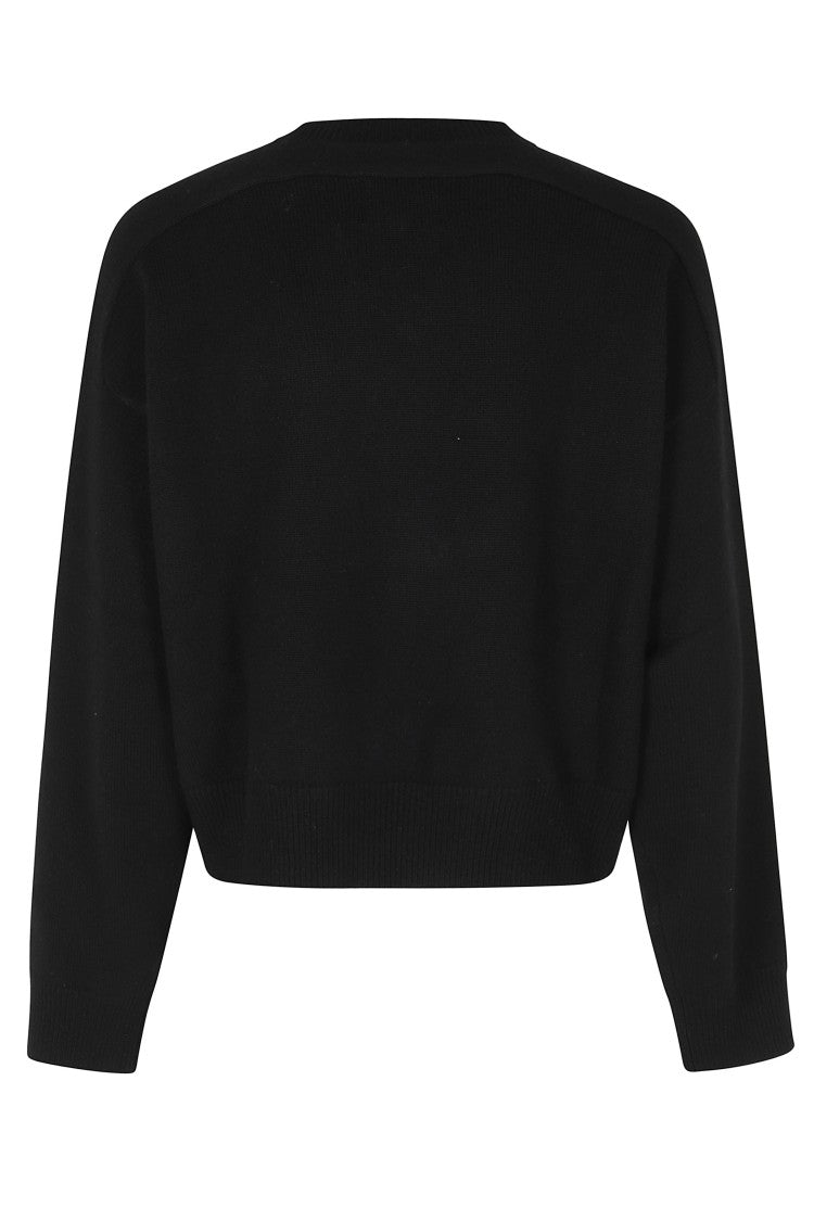 Loulou De Saison Black Anzor Dropped Shoulder V-Neck Cashmere Sweater