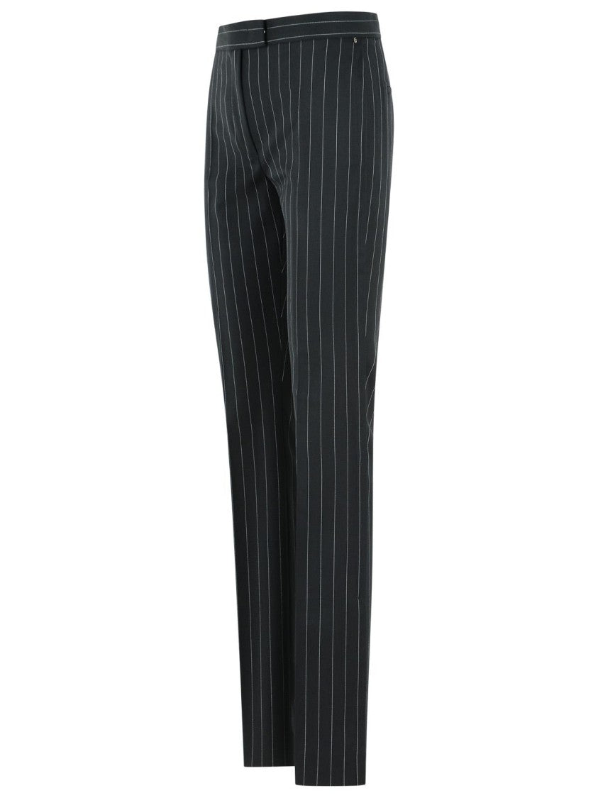 Sportmax Slim Flare Pants With Vertical Pinstripes And Modern Tailoring
