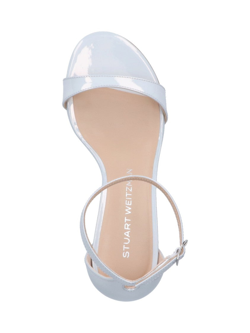 Stuart Weitzman "Nudist Ii 75" Slingback Sandals – Silver