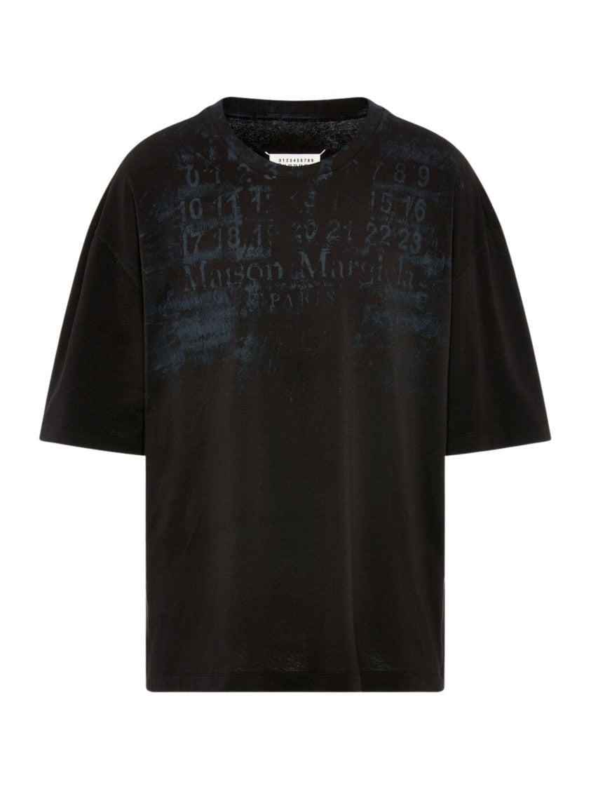 Maison Margiela Black Faded Graphic Oversized Cotton T-Shirt