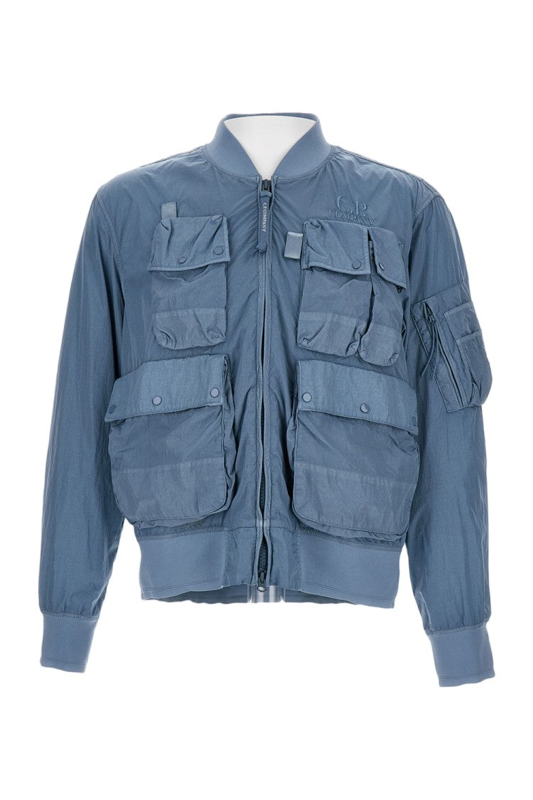 C.P. Company Light Blue Bomber Jacket With Front Pockets