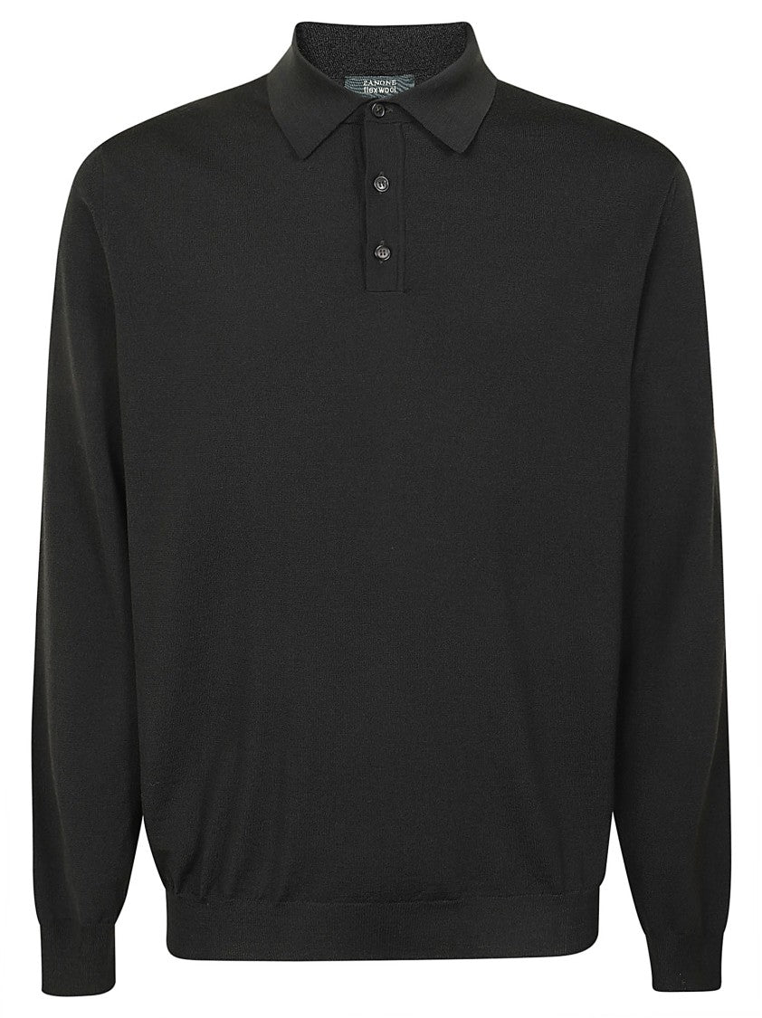 Zanone Fitted Long-Sleeved Polo With Classic Collar