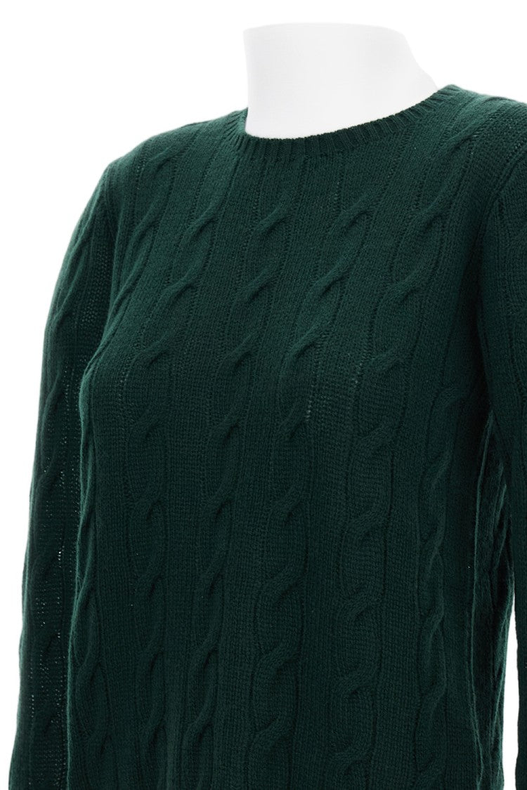 Ralph Lauren Collection Classic Cable Knit Crewneck Sweater With Ribbed Details
