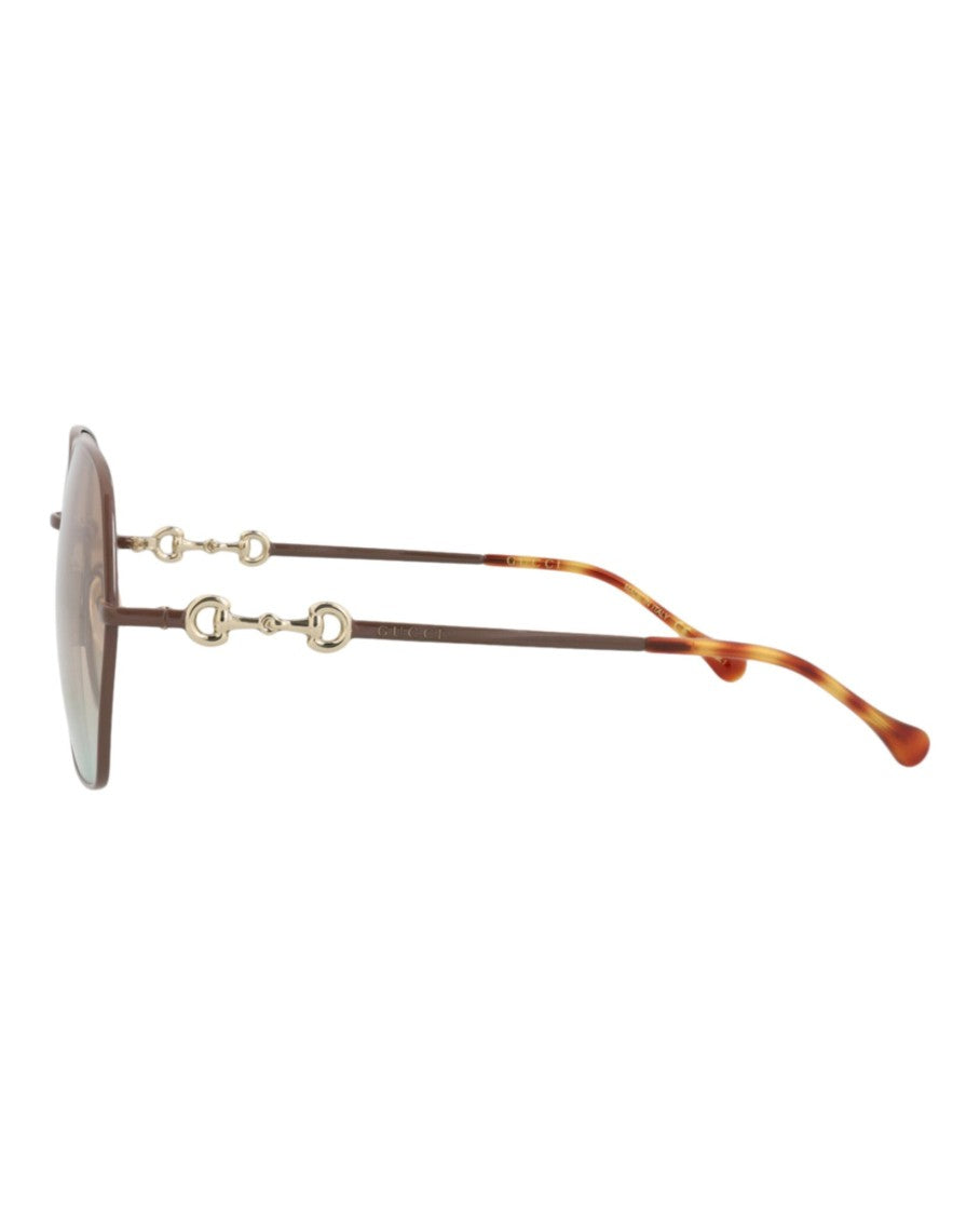 Gucci Square-Frame Metal Sunglasses With Gradient Lenses