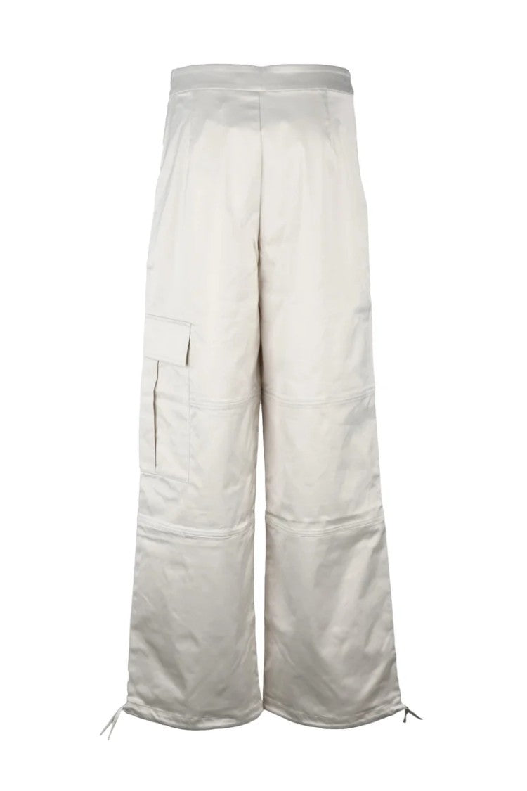 Calvin Klein Jeans Cropped Beige Wide-Leg Trousers With Cargo Pocket And Drawstring Finish